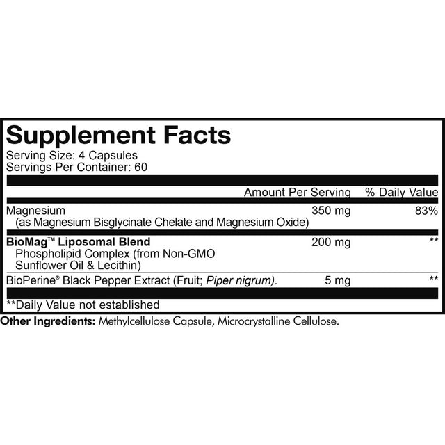 Codeage Liposomal Magnesium Bisglycinate Chelate Mineral Supplement, Biomag Phospholipids, 240 Ct