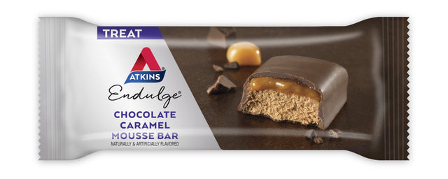 Atkins Endulge Chocolate Caramel Mousse Bar, Dessert Favorite, Low Sugar, High in Fiber, 5 Ct