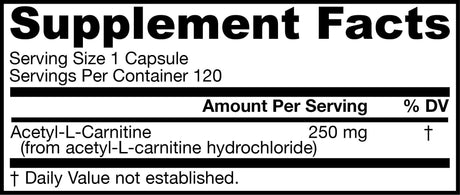 Jarrow Formulas Acetyl L-Carnitine 250 Mg, Antioxidant Protection for the Brain, 120 Caps