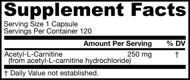 Jarrow Formulas Acetyl L-Carnitine 250 Mg, Antioxidant Protection for the Brain, 120 Caps