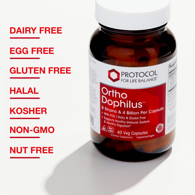 Protocol for Life Balance - Ortho Dophilus - Supports Healthy Immune System, Regular Bowel Movement, Weight Control, Fatigue, and Healthy Bacteria (Shelf Stable Probiotic) - 60 Veg Capsules