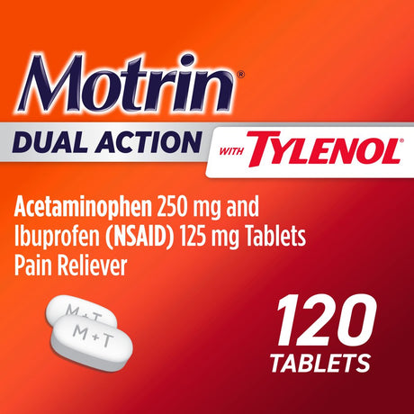 Motrin Dual Action with Tylenol, Ibuprofen & Acetaminophen, 120Ct