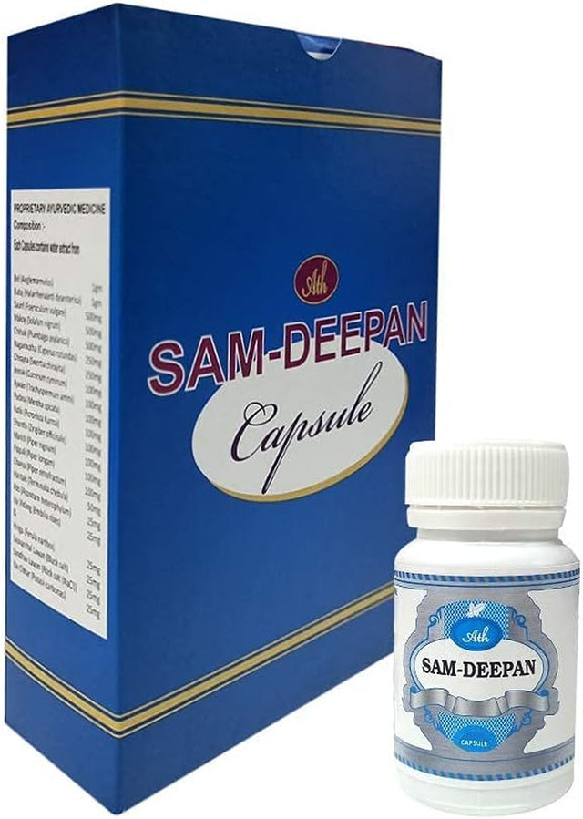 Carlos Ath Samdeepan Capsules for All Digestion Problems/Ayurvedic Herbal Solution for Better Digestion (1 Bottle 60 Capsules 10 Days Plan)