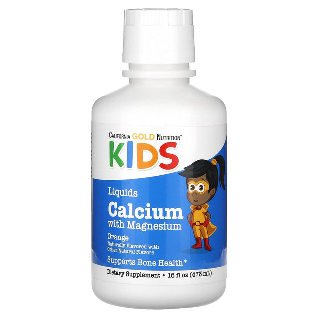 Children’S Liquid Calcium with Magnesium by California Gold Nutrition, Bone and Immune Support, Orange Flavor, Gluten Free, Non-Gmo, 16 Fl Oz (473 Ml)