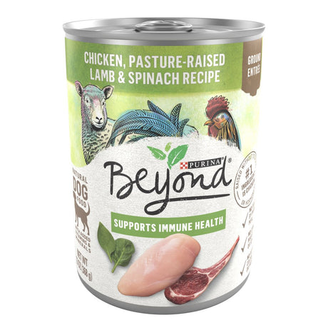 Purina beyond Support Immune Health Wet Dog Food Chicken Lamb Spinach, 13 Oz Cans (12 Pack)