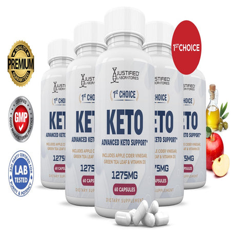 (5 Pack) 1St Choice Keto ACV Pills 1275Mg Alternative to Gummies Dietary Supplement 300 Capsules