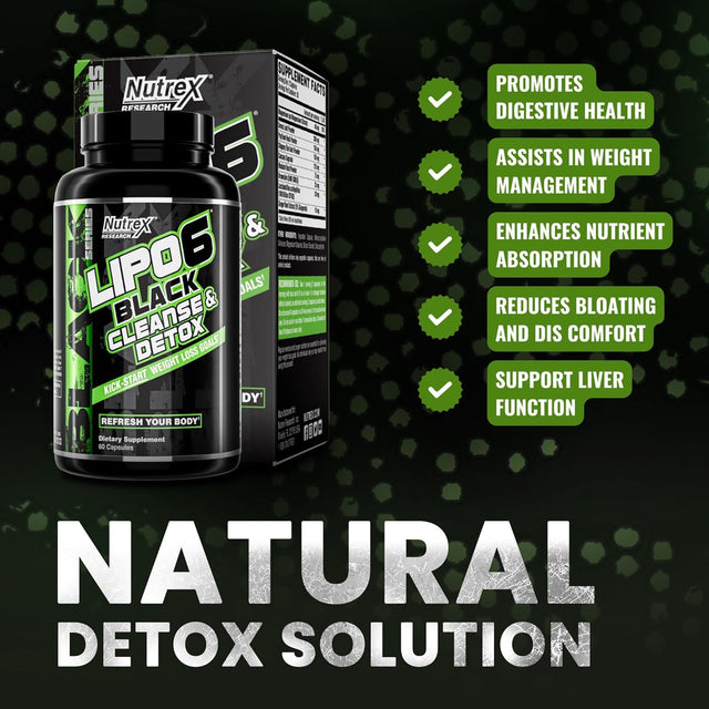 Nutrex Research Lipo-6 Cleanse & Detox for Weight Loss & Digestive Health | 7 Day Fast-Acting Natural Colon Cleanser and Detox for Women & Men | Reduce Bloating, Boost Energy, Ease Digestion