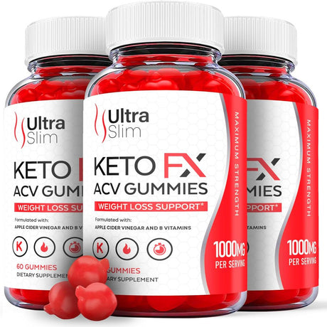 (3 Pack) Ultra Slim Keto FX Keto ACV Gummies - Apple Cider Vinegar Supplement for Weight Loss - Energy & Focus Boosting Dietary Supplements for Weight Management & Metabolism - Fat Burn - 180 Gummies