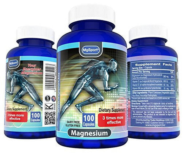 High Absorption Magnesium Relief Leg Cramps,D an Tested. 380Mg Magnesium 100