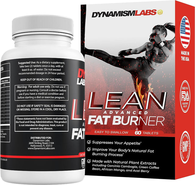 Dynamism Labs Lean Advanced Fat Burner | Garcinia Cambogia Extract, Green Tea Extract, Raspberry Ketone | Made in USA (60 Tablets)