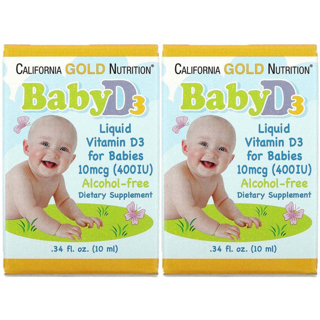 California Gold Nutrition Baby Vitamin D3 Liquid, 10 Mcg (400 IU), 0.34 Fl Oz (10 Ml), 2 Pack