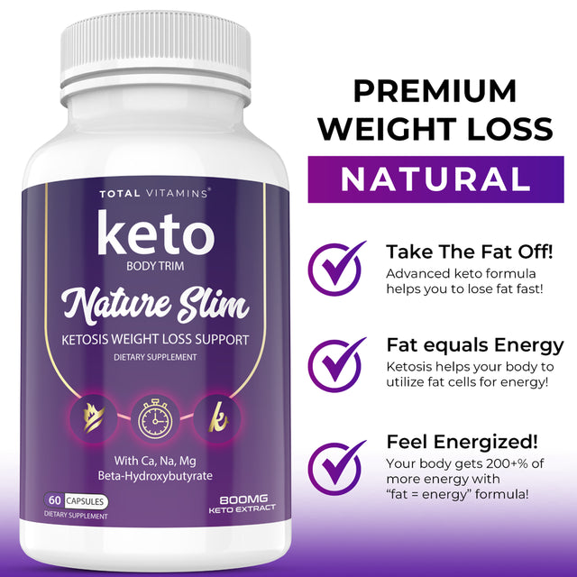 Nature Slim Keto Diet Pills 800 Mg Body Trim Ketogenix Formula for Advanced Weight Loss 60 Capsules