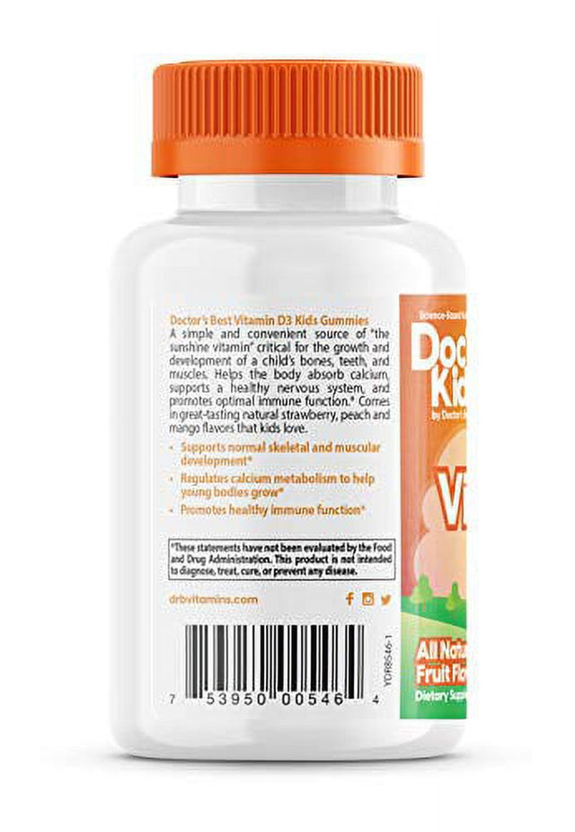 Doctor'S Best Doc'S Kids Children'S Vitamin D3 Gummies 1000Iu, Supports Healthy Heart, Bones & Teeth, Immune Health, Calcium Absorption, 60 Count