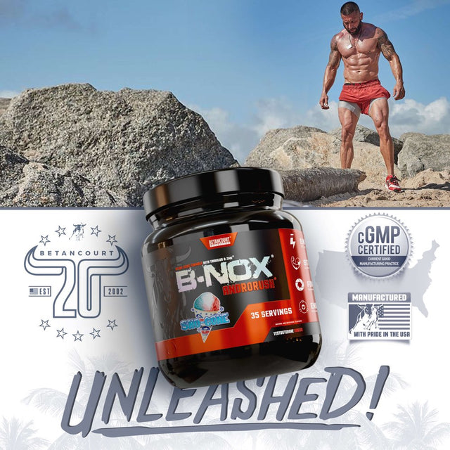 B-Nox Androrush - Sno Cone, Pre-Workout & Testosterone Enhancer, Powder Supplement, Betancourt Nutrition 35 Serving)