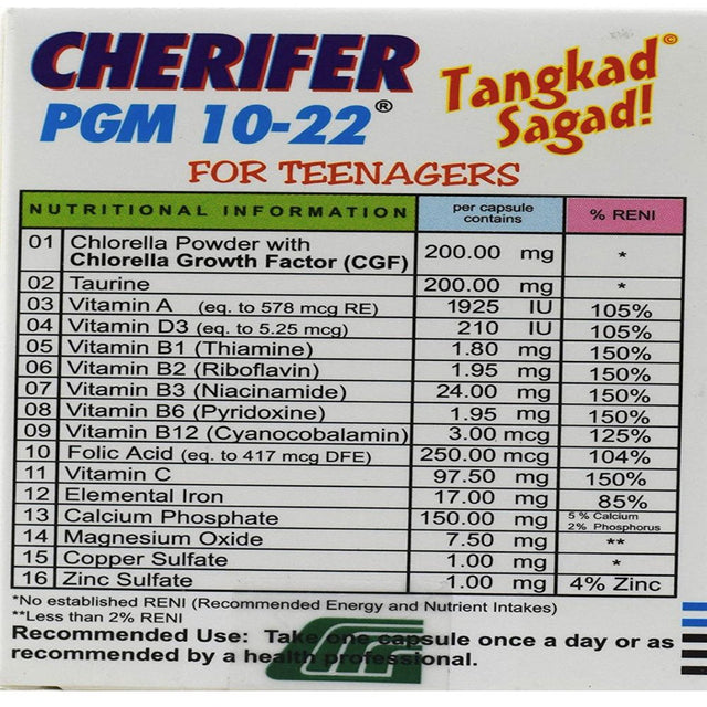 CHERIFER Capsule Double Chlorella Growth Factor & Taurine PGM 10-22 (30 Capsules)