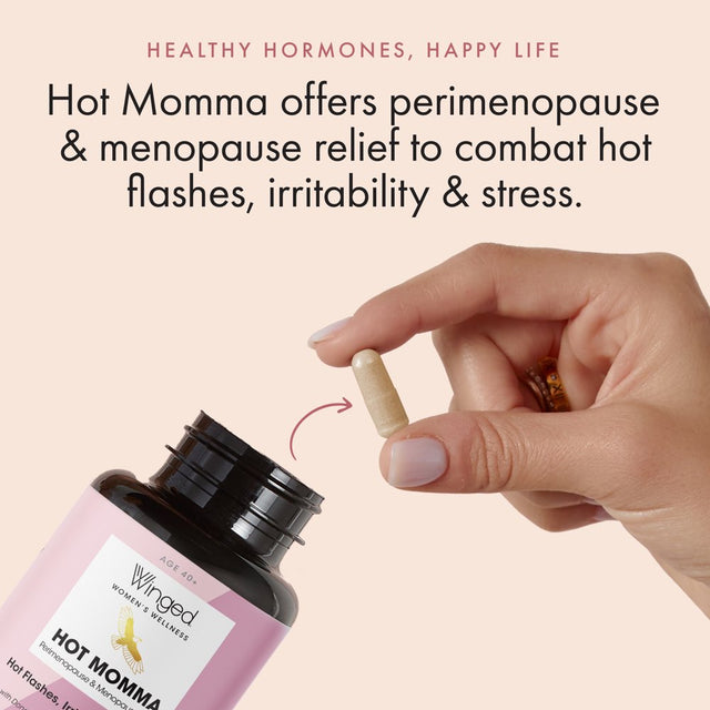 Winged Wellness Hot Momma Menopause Support Vegan Capsules, Women'S Supplement, 30 Servings, 60Ct