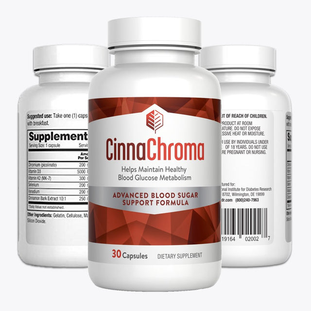 Cinnachroma Blood Sugar Support Supplement - Cinnamon Capsules with Chromium Picolinate plus Vitamin D3 and K2