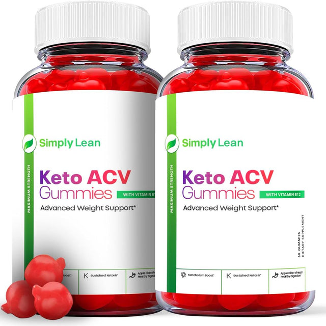 (2 Pack) Simply Lean Keto ACV Gummies - Apple Cider Vinegar Supplement for Weight Loss - Energy & Focus Boosting Dietary Supplements for Weight Management & Metabolism - Fat Burn - 120 Gummies