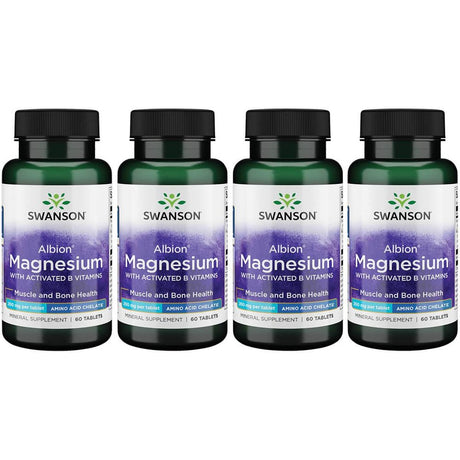 Swanson Albion Magnesium Glycinate with Activated B Vitamins 4 Pack