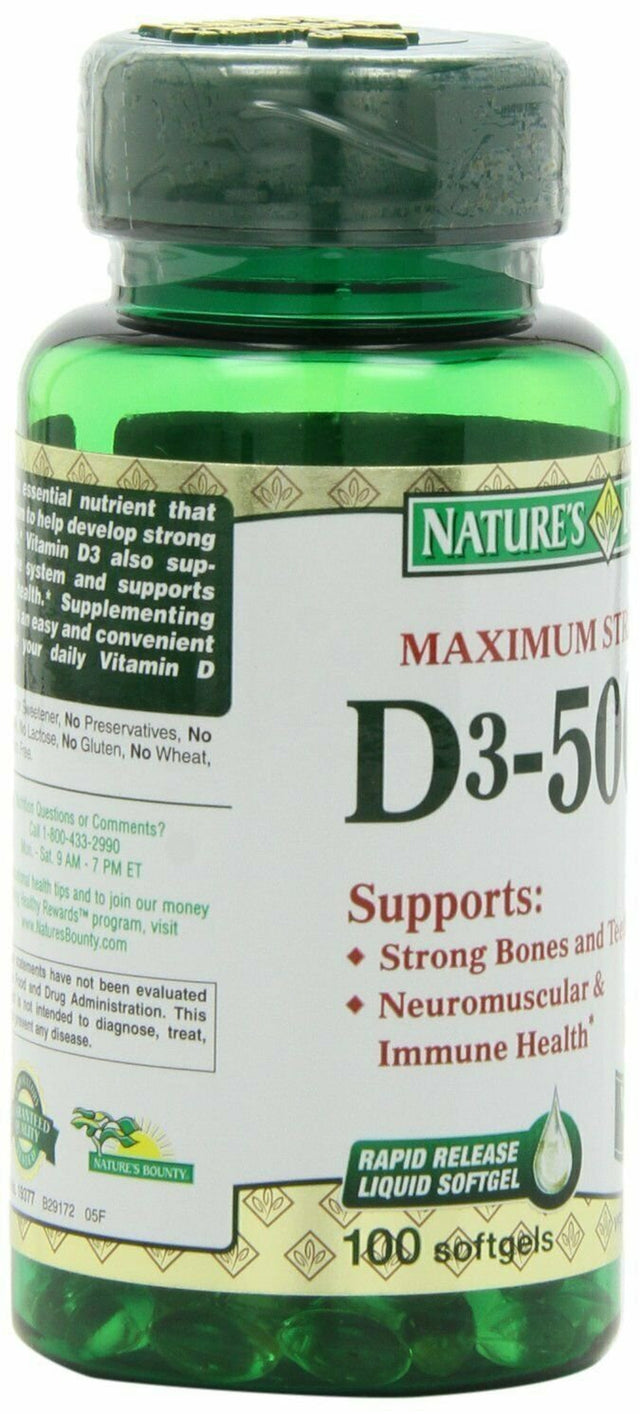 Nature'S Bounty Vitamin D-5000 IU Softgels, Maximum Strength 150 Ea (Pack of 2)