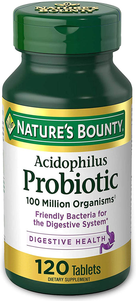 Nature'S Bounty Probiotics Dietary Supplement, Supports Digestive and Intestinal Health, Probiotic Acidophilus, 120 Tablets, Pack of 4