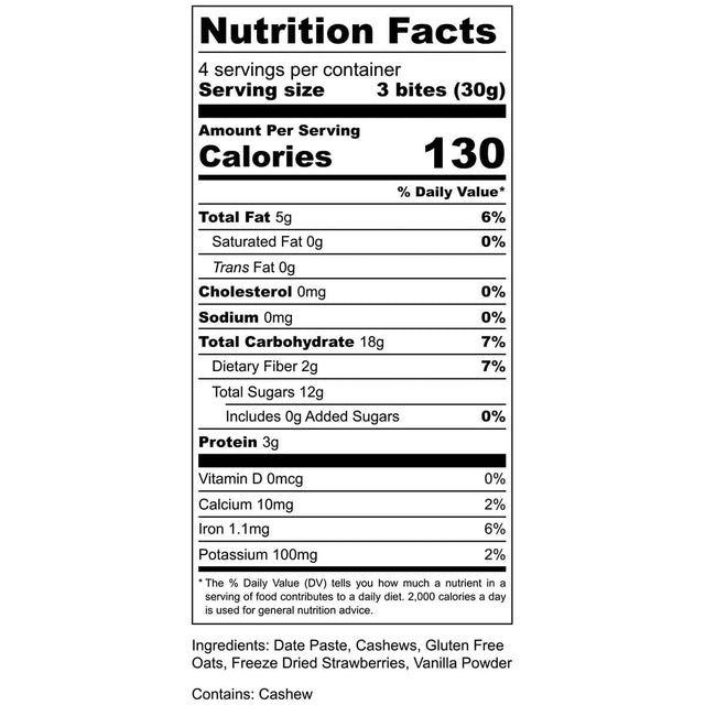 AMG Snacks Strawberry Vanilla Energy Bites | 4.3 Oz, Pack of 3 (18 Bites Total) | Date and Nut Energy Snacks Protein Bars | Non GMO, Gluten Free, Vegan Protein Bites | Made with All Natural Ingredients