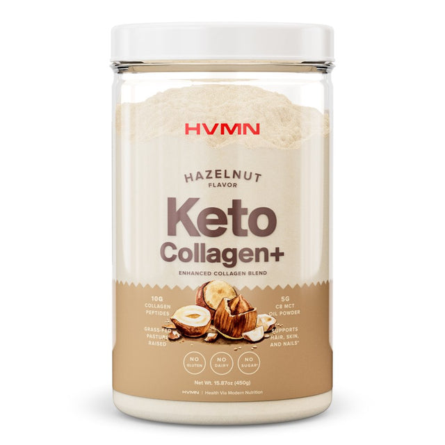 H.V.M.N. Keto Collagen+ Protein Powder, Hazlenut, 25 Servings - Collagen Peptides & MCT Powder, Keto Diet Approved