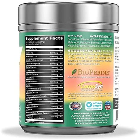 Amazing Muscle Pre Boost Extreme - Pre-Workout Formula with Caffeine, Bioperine, Bcaas & More - Supports Increased Workout Intensity - Enhances Muscle Endurance -20 Full Servings (Watermelon)