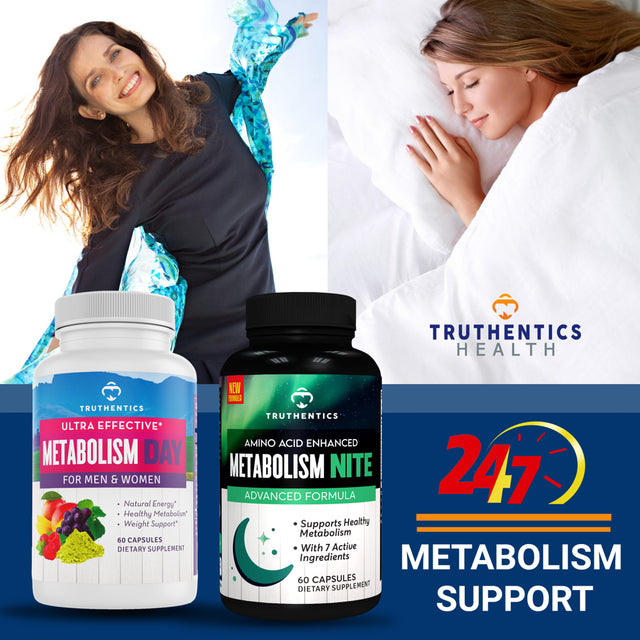 Truthentics Metabolism Booster for Weight Loss plus Colon Cleanse Bundle - Boost Energy & Metabolism, Appetite Control, Flush Toxins - 60 Capsules Each