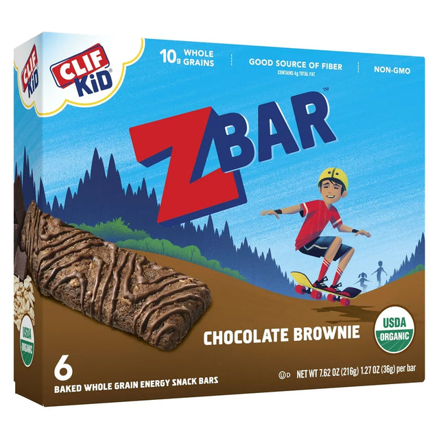 CLIF Kid Zbar - Chocolate Brownie - Soft Baked Whole Grain Snack Bars - USDA Organic - Non-Gmo - Plant-Based - 1.27 Oz. (6 Pack)