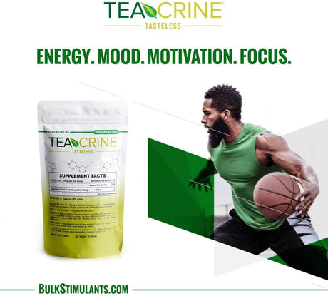 TEACRINE Tasteless Powder: Theacrine Supplement, Nootropic Stimulant Free for Energy Motivation Endurance & Focus, 100 Servings