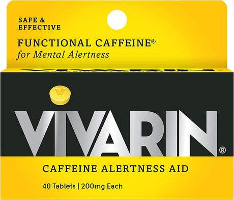 Vivarin Caffeine Alertness Aid, 200Mg Tablets, 40 Count, Functional Caffeine for Mental Alertness, Same Caffeine as a Cup of Coffee - Twin Pack