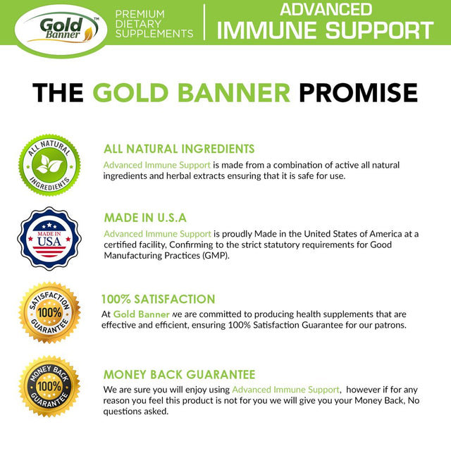 Gold Banner Immune Support Supplement - Advanced Formula Boosts Your Immune System with Red Raspberry, Pomegranate, Pine Bark, Grape Seed and Green Extracts High in Polyphenols!