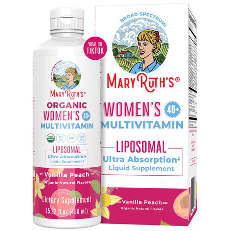 Maryruth'S | USDA Organic Women'S Multivitamin | Liquid Liposomal | Hormonal Support & Immune Support | Vanilla Peach | Sugar Free, Vegan | 15.22 Fl Oz