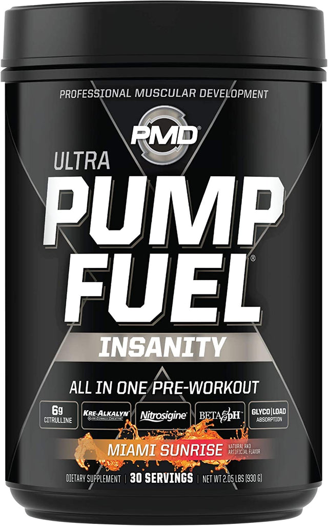 PMD Sports Sports Ultra Pump Fuel Insanity - Pre Workout - Miami Sunrise (30 Servings) Sports Omega Cuts Elite Thermogenic Fat Burner (90 Softgels)