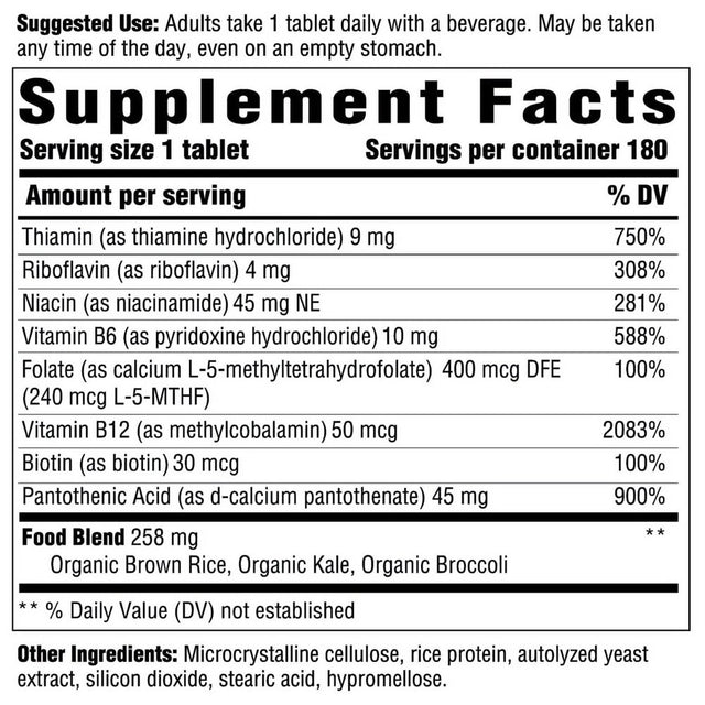 INNATE Response Formulas B Complex - B Vitamin Supplement - Supports Cellular Energy Production and Metabolism - Vegan, Kosher, Non-Gmo Project Verified - Made without 9 Food Allergens - 180 Tablets