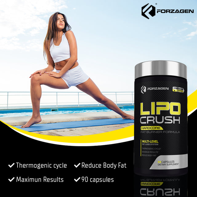 Forzagen Lipocrush Fat Burner - Best Weight Loss Pills Women & Men | Thermogenic Fat Burner Supplements | Appetite Suppressant | Metabolism Booster | Keto Diet Friendly (90 Natural Capsules)