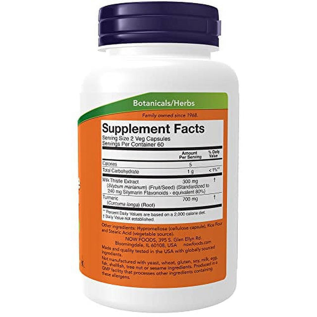 NOW Supplements, Silymarin Milk Thistle Extract 150 Mg with Turmeric, Supports Liver Function*, 120 Veg Capsules