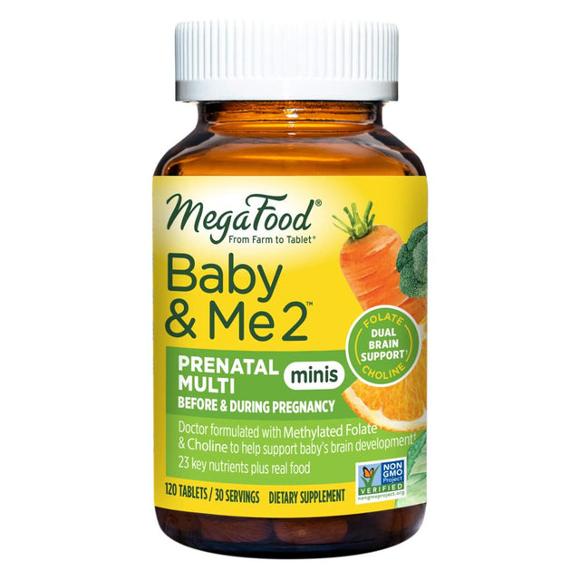 Megafood Baby Me 2 Prenatal Multi Minis 120 Tabs Baby'S Brain Development *