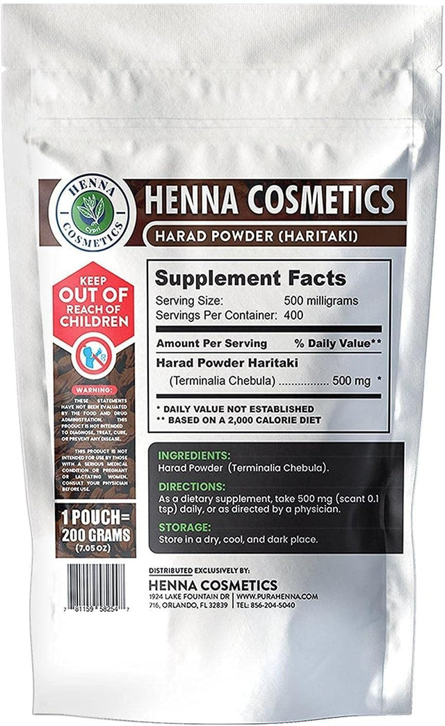 Harad Powder/Terminalia Chebula/Haritaki - Herbal Supplement, Pure | 200 Grams/ (7.05 Ounces) 100% Natural, Pure, Organic