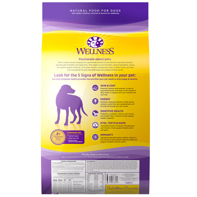 Wellness Complete Health Natural Dry Dog Food, Chicken & Oatmeal, 30-Pound Bag