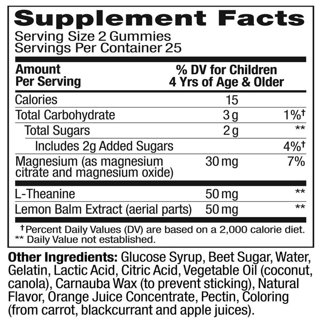 OLLY Kids Chillax Gummy, Calming Supplement, Magnesium, L-Theanine, Sunny Sherbet, 50 Ct