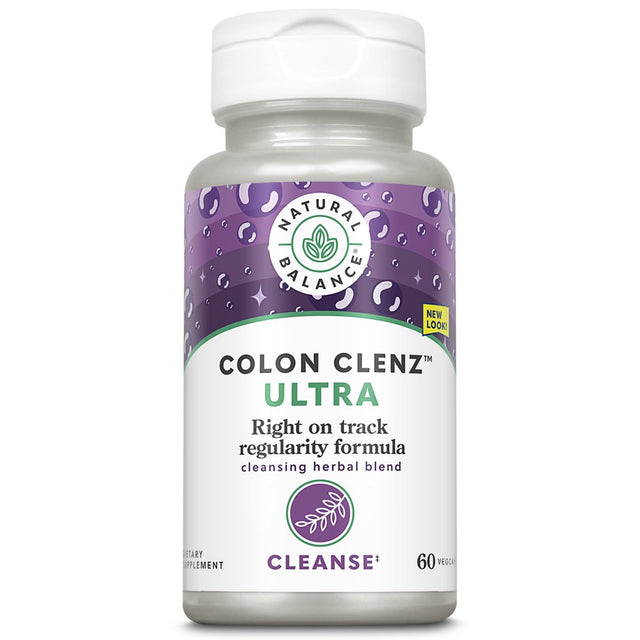 Natural Balance Ultra Colon Clenz Herbal Colon Cleanse & Detox Supplement Gentle & Dependable Overnight Formula (60 CT)