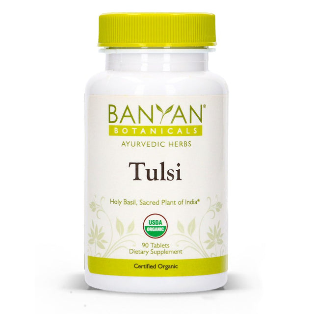 Banyan Botanicals Organic Tulsi, Holy Basil Tablets 90 Ct - Adaptogen Supplement Promotes Optimal Function of the Lungs, Heart, & Digestion. Supports Stress Relief and Healthy Inflammatory Response**