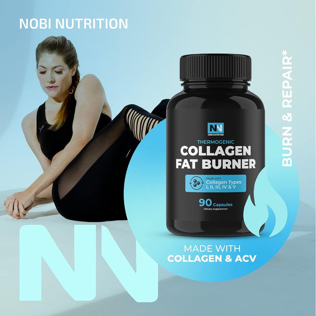 Nobi Nutrition Collagen Thermogenic Appetite Suppressant | Fat Burn Capsules for Weight Loss Support | Weight Loss Pills for Women | 90 Ct