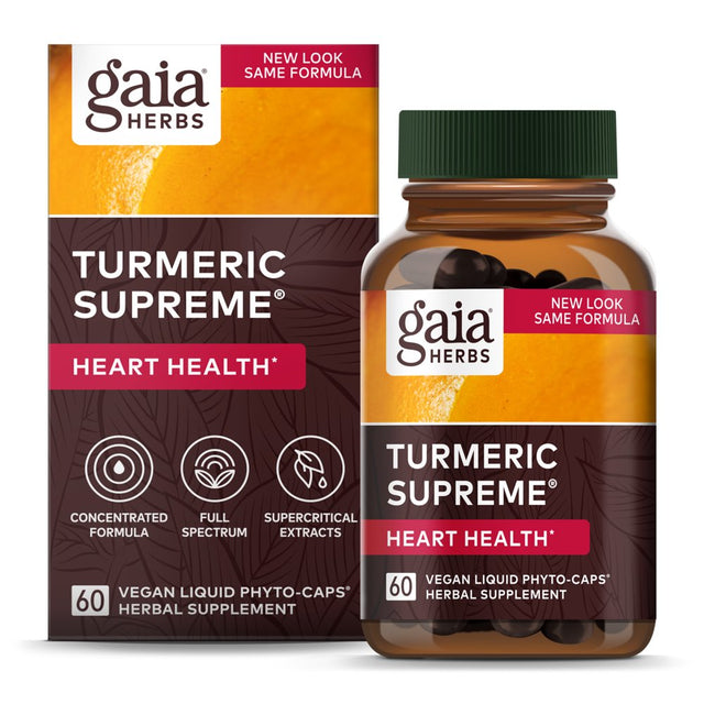 Gaia Herbs Turmeric Supreme Heart - 60 Vegan Liquid Phyto-Caps (30-Day Supply)