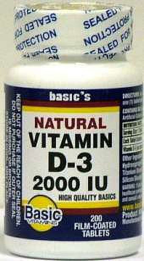 Basic Vitamin D-3 Tablets, 2000 IU, 200 Count