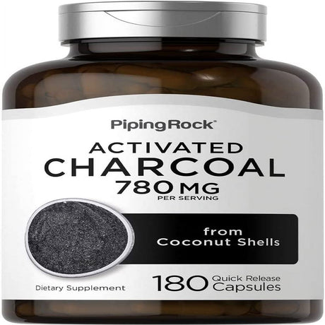 Charcoal Pills 780Mg | 180 Capsules | Activated Charcoal from Coconut Shells | Non-Gmo, Gluten Free Supplement | by Piping Rock