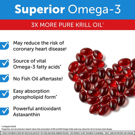 Megared Krill Oil 750Mg Omega 3 Supplement with EPA, DHA, Astaxanthin & Phopholipids, Supports Heart, Brain, Joint and Eye Health, No Fish Oil Aftertaste - 80 Softgels (80 Servings)