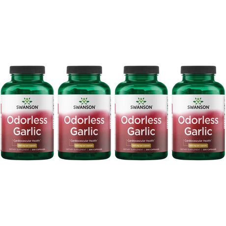 Swanson Odorless Garlic 500 Mg 200 Caps 4 Pack